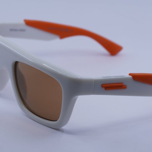 Bottega Veneta BV1232S 004 Sunglasses Ivory/Orange Rectangle Frame, Brown Lenses - Picture 9 of 11